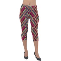 Geometric Knitting Lightweight Velour Capri Leggings  by goljakoff