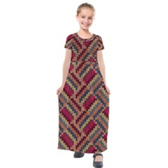 Geometric Knitting Kids  Short Sleeve Maxi Dress by goljakoff