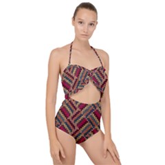 Geometric Knitting Scallop Top Cut Out Swimsuit by goljakoff