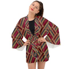 Geometric Knitting Long Sleeve Kimono by goljakoff