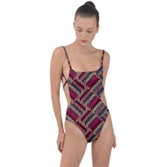 Geometric Knitting Tie Strap One Piece Swimsuit by goljakoff