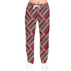 Geometric Knitting Women Velvet Drawstring Pants by goljakoff