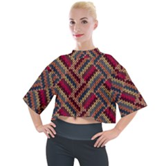 Geometric Knitting Mock Neck Tee