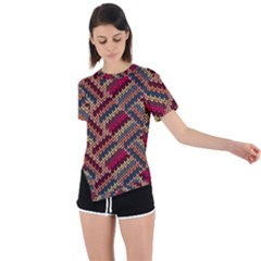 Geometric Knitting Asymmetrical Short Sleeve Sports Tee