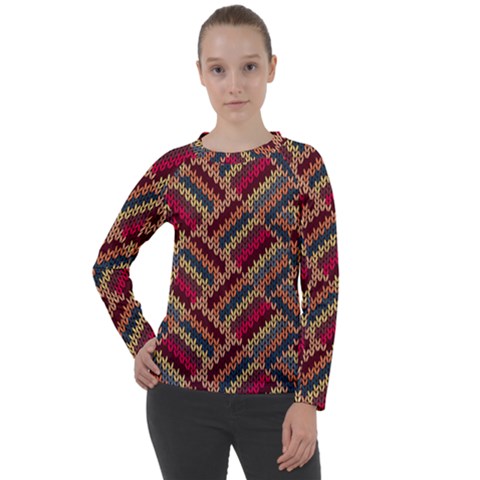 Geometric Knitting Women s Long Sleeve Raglan Tee by goljakoff