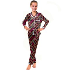 Geometric Knitting Kid s Satin Long Sleeve Pajamas Set