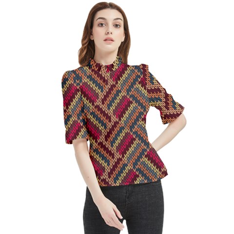 Geometric Knitting Frill Neck Blouse by goljakoff