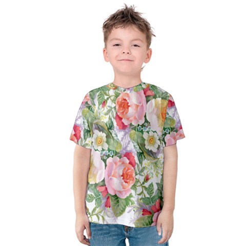 Vintage Flowers Kids  Cotton Tee by goljakoff