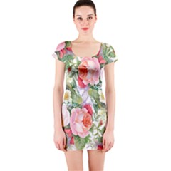 Vintage Flowers Short Sleeve Bodycon Dress by goljakoff