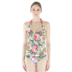 Vintage Flowers Halter Swimsuit by goljakoff