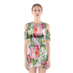 Vintage flowers Shoulder Cutout One Piece Dress