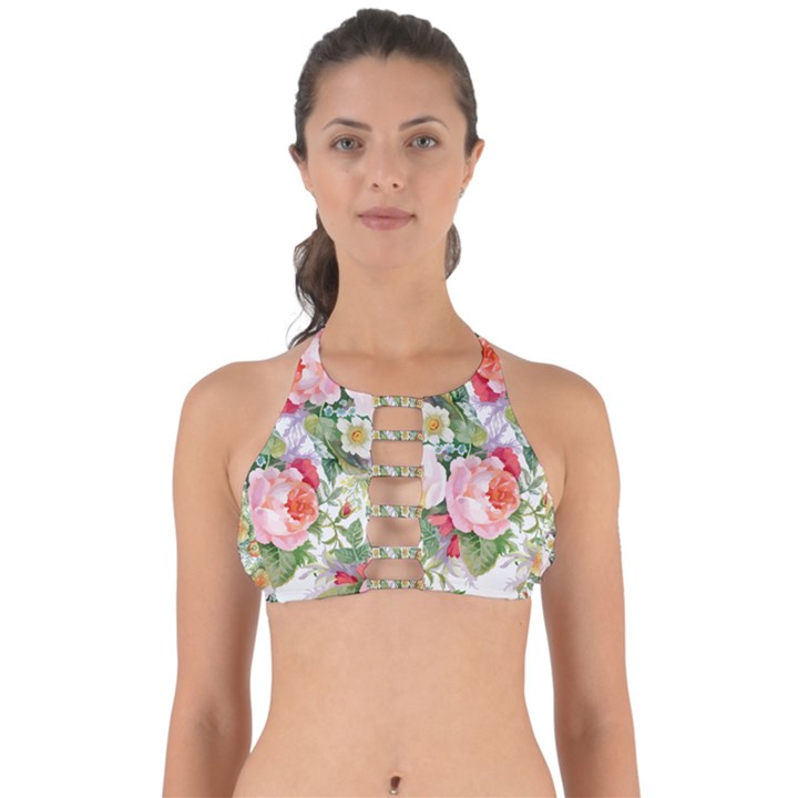 Vintage flowers Perfectly Cut Out Bikini Top