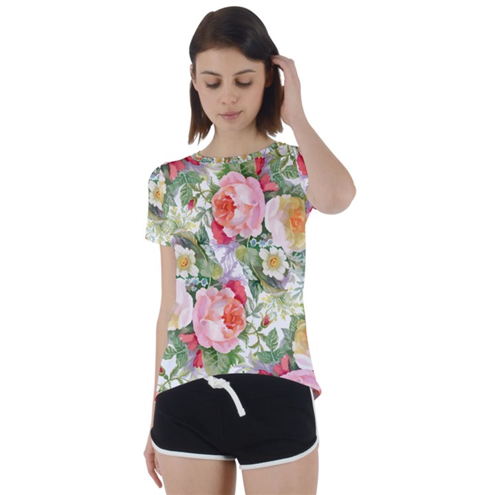 Vintage flowers Short Sleeve Foldover Tee