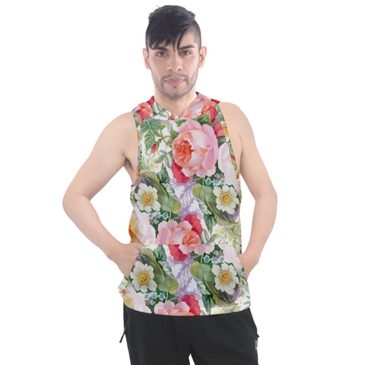 Vintage flowers Men s Sleeveless Hoodie