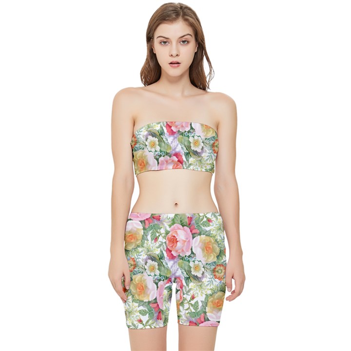 Vintage flowers Stretch Shorts and Tube Top Set