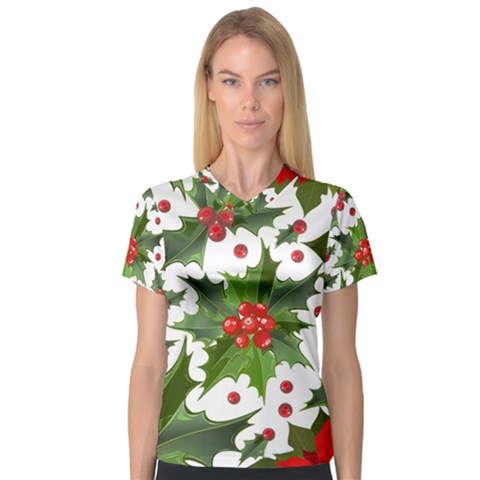 Christmas Berries V-neck Sport Mesh Tee by goljakoff