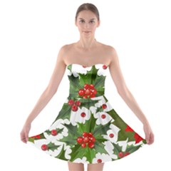 Christmas Berries Strapless Bra Top Dress by goljakoff