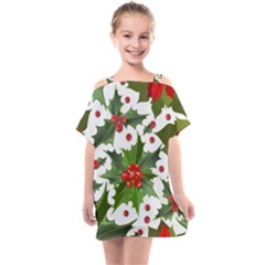 Christmas Berries Kids  One Piece Chiffon Dress by goljakoff