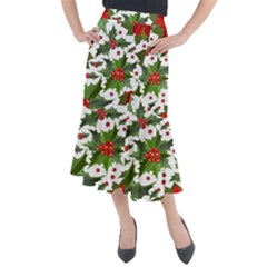 Christmas Berries Midi Mermaid Skirt by goljakoff