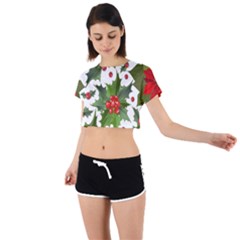 Christmas Berries Tie Back Short Sleeve Crop Tee