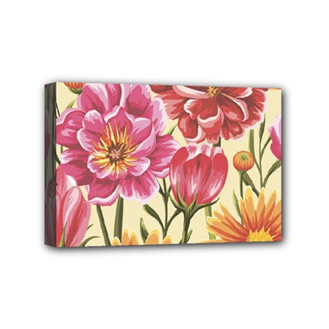 Retro Flowers Mini Canvas 6  X 4  (stretched) by goljakoff