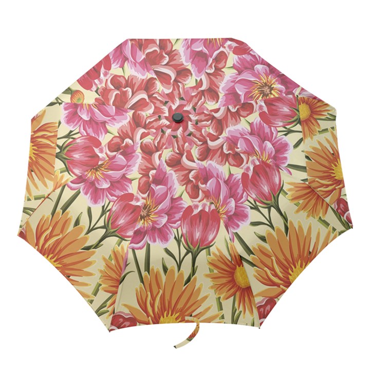 Retro flowers Folding Umbrellas