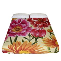 Retro Flowers Fitted Sheet (california King Size) by goljakoff