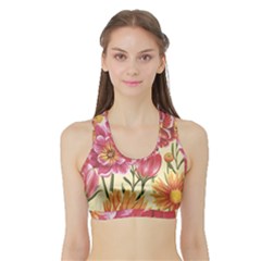 Retro Flowers Sports Bra With Border by goljakoff