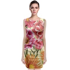 Retro Flowers Classic Sleeveless Midi Dress by goljakoff