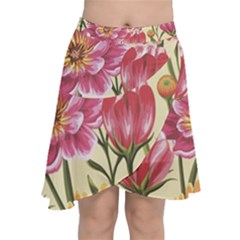 Retro Flowers Chiffon Wrap Front Skirt by goljakoff