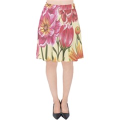 Retro Flowers Velvet High Waist Skirt by goljakoff