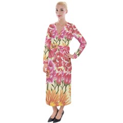 Retro Flowers Velvet Maxi Wrap Dress by goljakoff