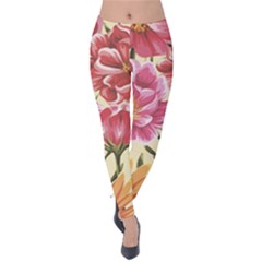 Retro Flowers Velvet Leggings by goljakoff