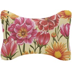 Retro Flowers Seat Head Rest Cushion by goljakoff