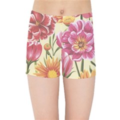 Retro Flowers Kids  Sports Shorts by goljakoff