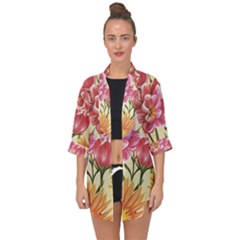 Retro Flowers Open Front Chiffon Kimono by goljakoff