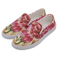 Retro Flowers Men s Canvas Slip Ons by goljakoff