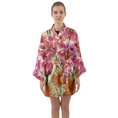 Retro Flowers Long Sleeve Satin Kimono by goljakoff