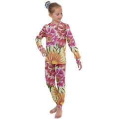 Retro Flowers Kids  Long Sleeve Set  by goljakoff