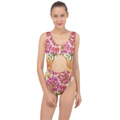 Retro Flowers Center Cut Out Swimsuit by goljakoff