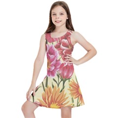 Retro Flowers Kids  Lightweight Sleeveless Dress by goljakoff