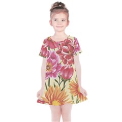 Retro Flowers Kids  Simple Cotton Dress by goljakoff