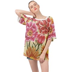 Retro Flowers Oversized Chiffon Top by goljakoff