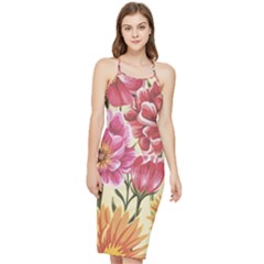 Retro Flowers Bodycon Cross Back Summer Dress by goljakoff