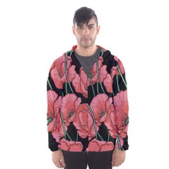 Red Flowers Men s Hooded Windbreaker by goljakoff