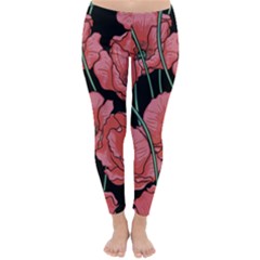 Red Flowers Classic Winter Leggings by goljakoff