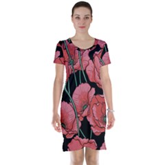 Red Flowers Short Sleeve Nightdress by goljakoff