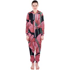 Red Flowers Hooded Jumpsuit (ladies)  by goljakoff