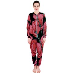 Red Flowers Onepiece Jumpsuit (ladies)  by goljakoff