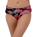 Red flowers Frill Bikini Bottom View1